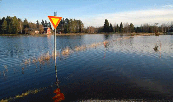 Närpiönjoki tulvii Pirttikylässä 5.11.2014